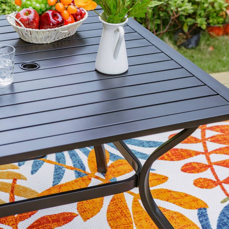 5pc Metal Indoor/Outdoor 37&#34; Square Striped Dining Table with Arm Chairs &#38; 1.57&#34; Umbrella Hole - Captiva Designs, 4 of 14