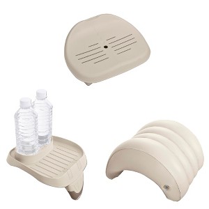 Intex Inflatable Hot Tub Seat , Attachable Cup Holder, Inflatable Head Rest, Tan - 1 of 4