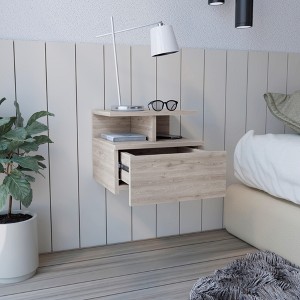 FONTOI Floating Nightstand with Drawer&Open Top Shelves, End Table for Living Room, Bedroom - 1 of 4