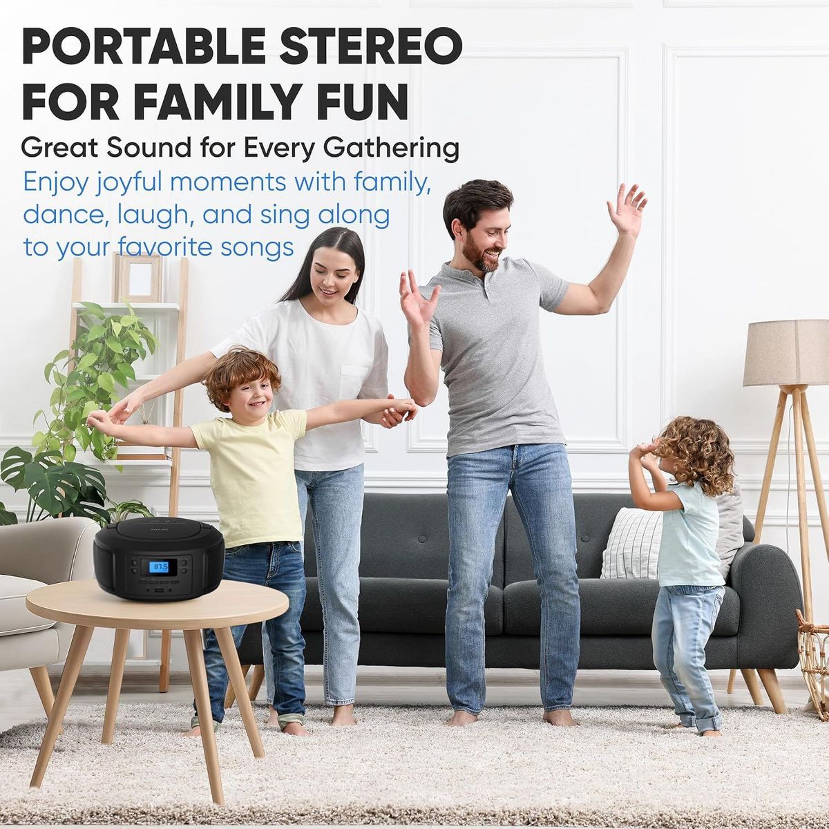 PHILIPS Portable CD Player Boombox with Bluetooth – Dynamic Bass Boost, FM Radio, USB/Aux Input, Compact Design - thumbnail 7