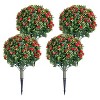 23in Artificial Topiary Flower with Ground Spike-Artificial Topiary Ball Trees with Rose Flowers- PE Fake Plants with Metal Stakes for Indoor and Out - 4 of 4