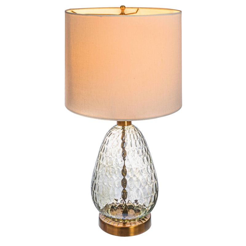 Storied Home Textured Glass Base Table Lamp with Cotton Drum Shade White, 3 of 8