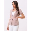 INSPIRE CHIC Women's Notch Lapel Collar One Button Office Formal Short Sleeve Blazer - 2 of 4