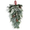 Haute Décor 11" Battery Operated Pre-Lit Snowfall Creek Flocked Artificial Pine Christmas Chair Swag Green with White Lights - image 2 of 3