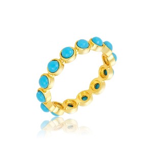 Adornia 14k Gold Plated 4mm Bezeled Turquoisette Eternity Band Ring - 1 of 4