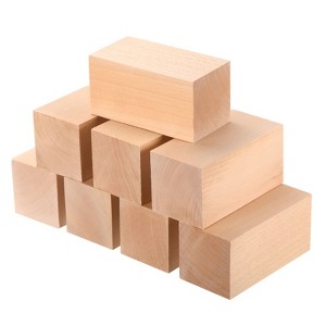 Unique Bargains Natural Solid Straight Grain Basswood Square Carving Blocks 8 Pcs 4"x2"x2" - 1 of 4