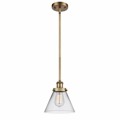 Cone - 1 Light Stem Hung Mini Pendant In Industrial Style-10 Inches Tall and 8 Inches Wide