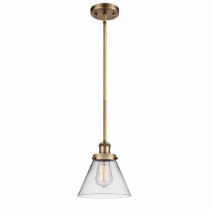 Cone - 1 Light Stem Hung Mini Pendant In Industrial Style-10 Inches Tall and 8 Inches Wide - 1 of 1