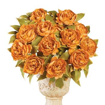 Collections Etc Artificial Autumn Peony Bushes - Set of 3