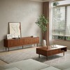 POVISON 62.99"Mid-Century Modern TV Stand, Wood Media Console with Cabinets, Tall-Cast Legs - 3 of 4