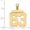 Black Bow Jewelry 14k Yellow Gold, Athletic Collection, Large Polished Number 63 Pendant - 2 of 3
