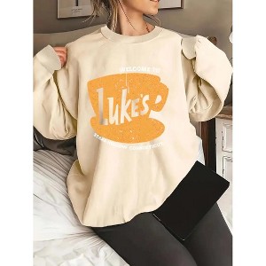 Coolmee Women's Long Sleeve Crewneck Sweatshirt Print Soft Loose Pullover Casual Fashion Sweatshirts for Winter - 1 of 3