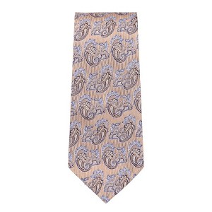 TheDapperTie Men's Beige And Lavender Paisley Necktie with Hanky - 1 of 3