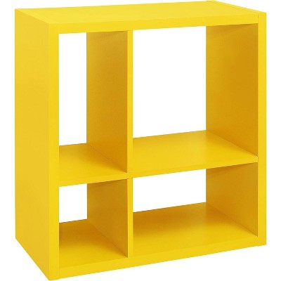 Yellow Kids' Wooden 4-Cube Open Back Bookcase