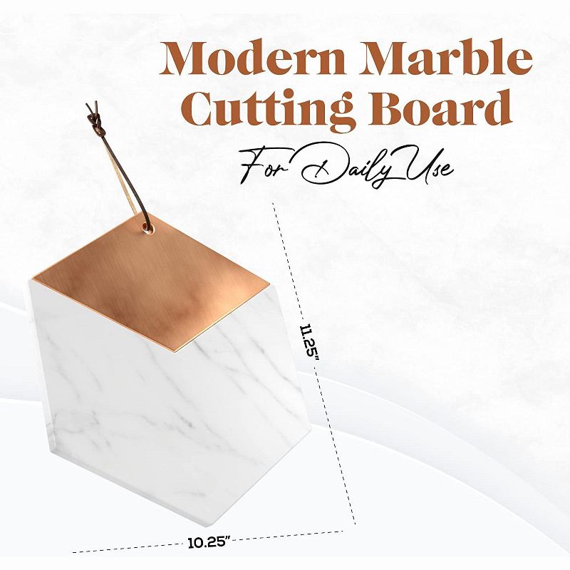 American Atelier Marble & Copper Hexagon Cutting Board and Serving Tray - 11 Inch, 3 of 6