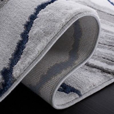 Abstract Swirls 5'3" x 7'6" Blue/Grey Synthetic Area Rug