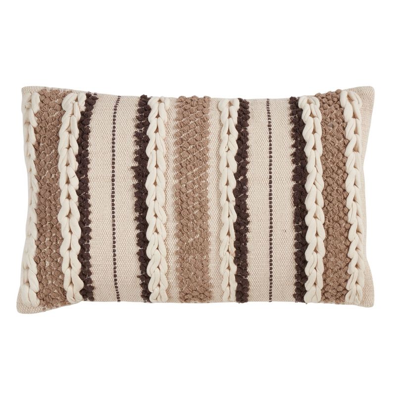 Saro Lifestyle Woven Poly-Filled Throw Pillow With Striped Design, 1 of 3