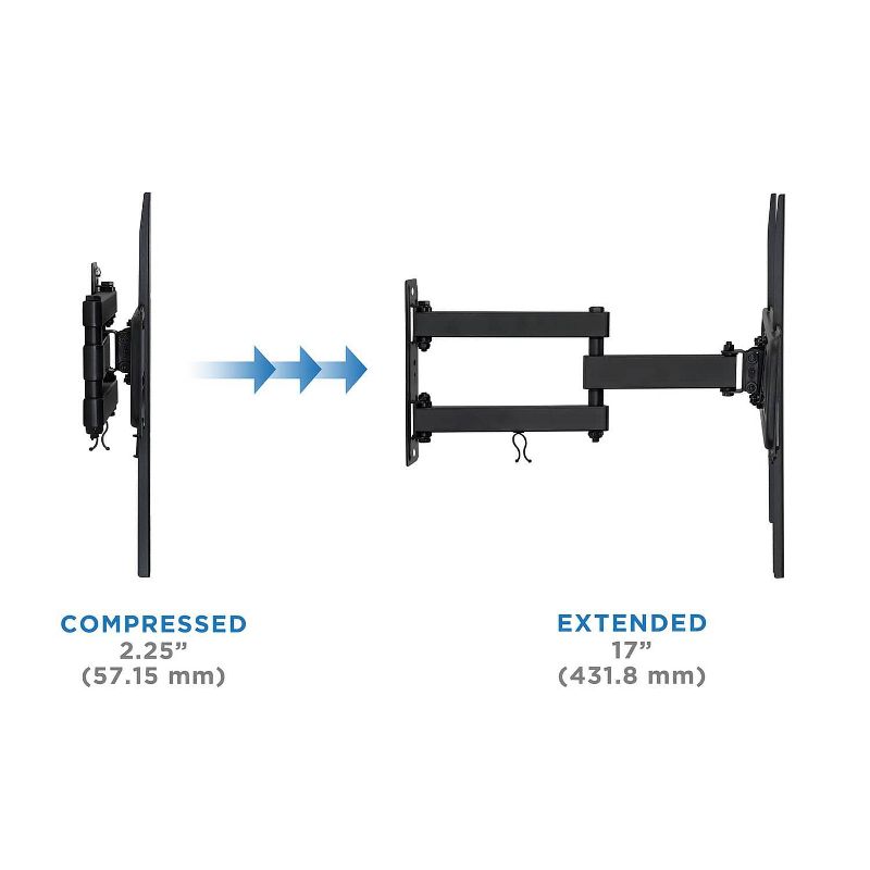 Mount-It! Articulating TV Wall Mount Arm, Fits 37-70 Inch TVs, Up to VESA 400x400 and 600x400, 17 Extension from Wall, 77 Lbs Capacity, 5 of 9