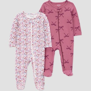 Carter's Just One You® Baby Girls' 2pk Bows Sleep N' Play - Burgundy - 1 of 3