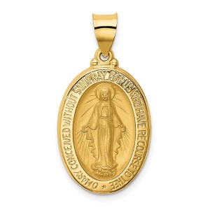 Black Bow Jewelry 14k Yellow Gold Hollow Oval Miraculous Medal Pendant - 1 of 4