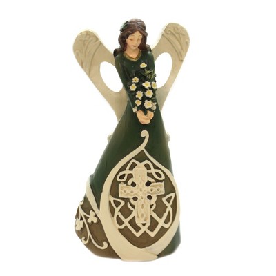 Figurine 6.75" Irish Angel Figurine Wings Cross Saint Patricks  -  Decorative Figurines