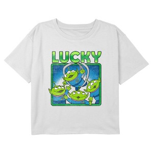 Girl's Toy Story Little Green Men Lucky Crop T-Shirt - 1 of 3