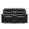 DOMETOUR 2 Seater Motion Sofa PU Leather Loveseat, Upholstered Couch with Cup Holders for Home Theater Living Room, Black - 3 of 4