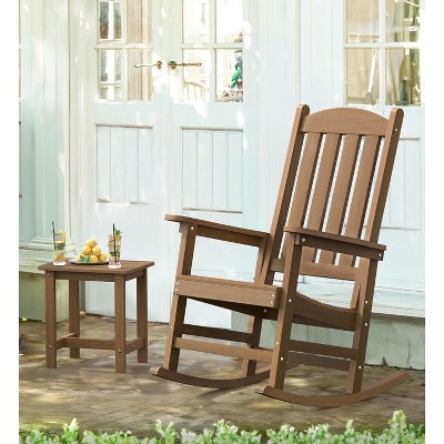 Arceso Outdoor Rocking Chairs Set, 1 Chairs & 1 Table HDPS Poly Rocking Chair, All Weather Resistant, Heavy Duty Rocker Chair For Patio, Lawn, Garden