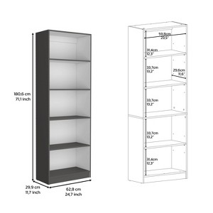 Vynxaria Vinton 4-Tier Bookcase: Modern Storage for Books and Decor, Matt Gray & White Finish. - 1 of 4
