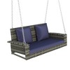 PAGED 2-Person Porch Swing with Chains and Cushion,Wicker Bench Swing with Pillow for Patio Backyard,Garden - 4 of 4
