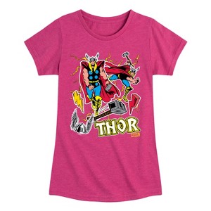 Girls' - Marvel - Thor Stickers Style Fitted Short Sleeve Graphic T-Shirt - 1 of 4