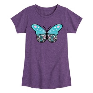 Girls' - Instant Message - Flower Butterfly Fitted Short Sleeve Graphic T-Shirt - 1 of 4