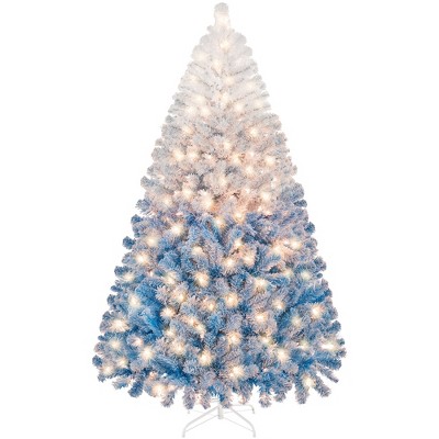 Yaheetech Pre-lit Flocked Artificial Christmas Tree Snow Frosted Christmas Tree
