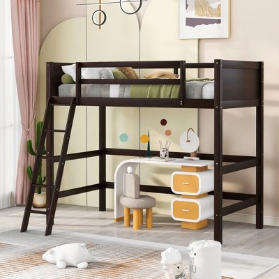 NicBex Twin Size Loft Bed with Ladder,Loft Bed Frame with Guardrails,Bed Frame for Kids,Box Spring Not Required
