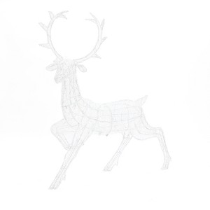 LuxenHome Outdoor Christmas Reindeer Decor, Lighted Holiday Yard Display with Timer White - 1 of 4
