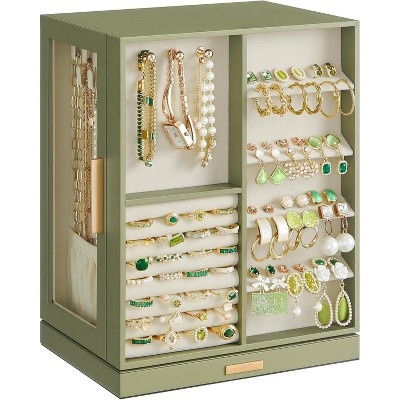 360° Rotating, Jewelry Storage Case with 5 Drawers, Jewelry Organizer, Glass Window