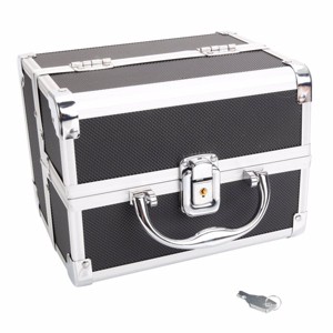 Aluminum Alloy Makeup Train Case Jewelry Organizer with Accordion Compartments for Travel and Professional Use - 1 of 4