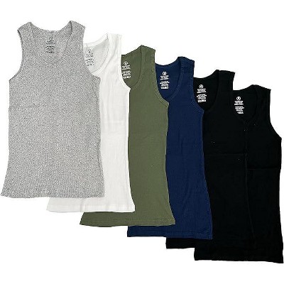 Studio 3 Men's 100% Cotton 6 Pack Ribbed Slim Fit Muscle