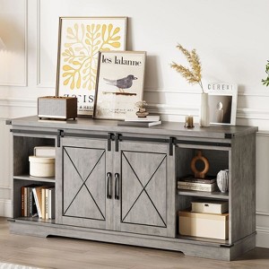 TV Stand for 65 Inch TV, Farmhouse Entertainment Center with Sliding Barn Doors, Adjustable Shelf Storage Cabinet - 1 of 4