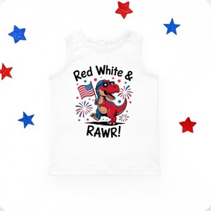 The Juniper Shop Red, White and Rawr Youth Tank Top - XS - White - 1 of 4