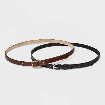Women's 2pk Buckle Belt - Universal Thread™ Brown/Black XXL