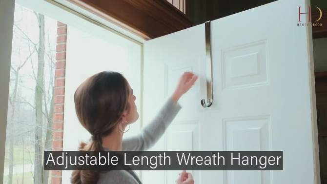 Haute Decor Christmas Adjustable Length Wreath Hanger Antique Brass, 2 of 7, play video