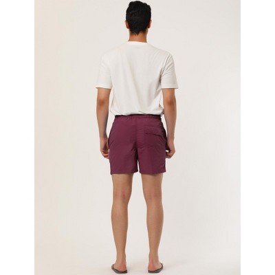 Lars Amadeus Men's Summer Beach Solid Bathing Suit Drawstring Waist Swim Shorts 2 Packs Burgundy/Gray 36 — фото 5