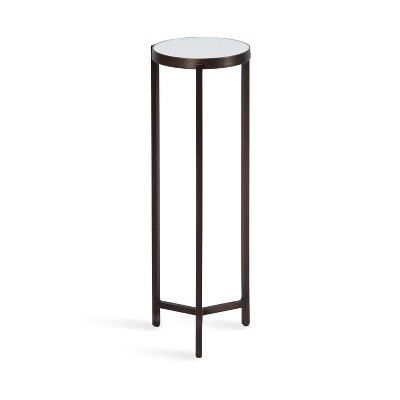 Bronze Metal Mirrored Round Drink Table, 9 x 9 x 23