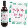 Big Dot of Happiness Pink Flamingo - Party Like a Pineapple - Tropical Summer Party Decor for Women and Men - Wine Bottle Label Stickers - Set of 4 - 4 of 4