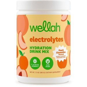 Wellah Electrolytes Powder (Peach Clementine) 50 Servings - Hydration Drink Mix, 7 Vitamins & Minerals, Zero Sugar - 1 of 4
