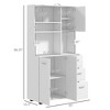 66" Buffet with Hutch, Kitchen Pantry Cabinet with 2 Large Cabinets, Flip Up Door, 3 Drawers and Countertop - 3 of 4