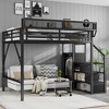 Queen Size Loft Bed with Stairs and Storage Shelves - 2 of 4