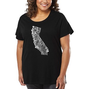 LA Pop Art Women's Word Art T-shirt - California State - 1 of 4