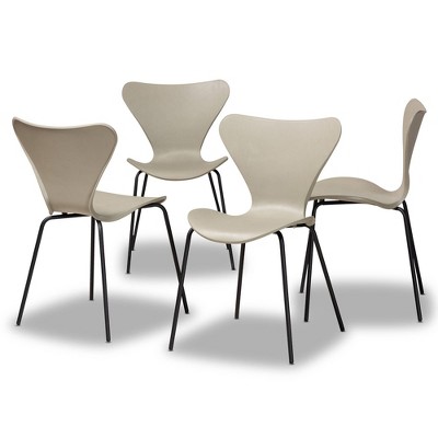 4pc Jaden Plastic and Metal Dining Chair Set - Baxton Studio
